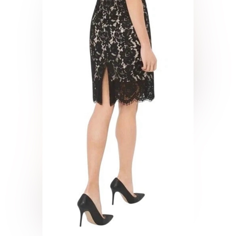 White House Black Market Black lace overlay sheath Dress Size 4 - Picture 2 of 13